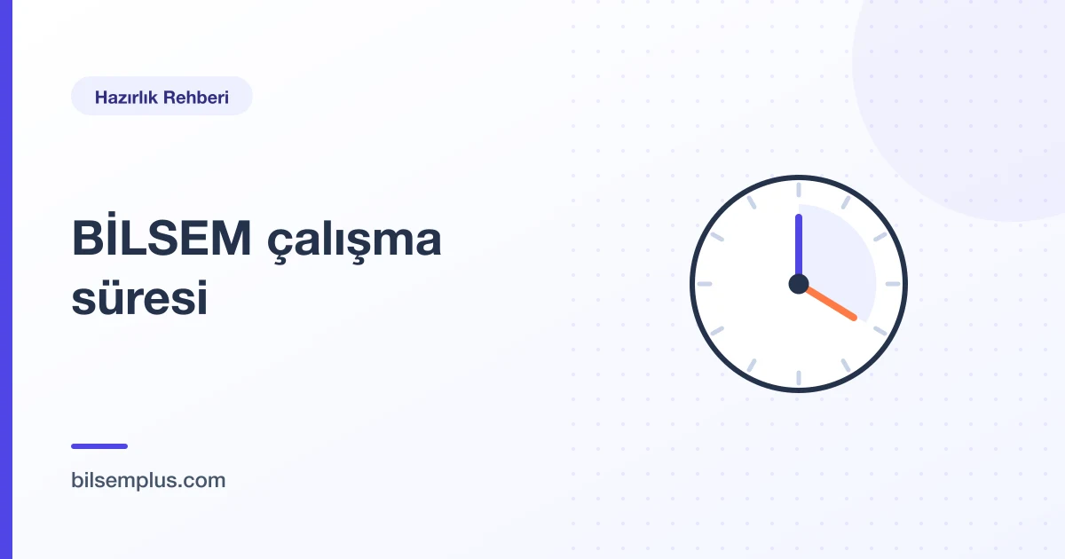 Kısa çalışma dilimi işaretlenmiş saat çizimi — BİLSEM çalışma süresi