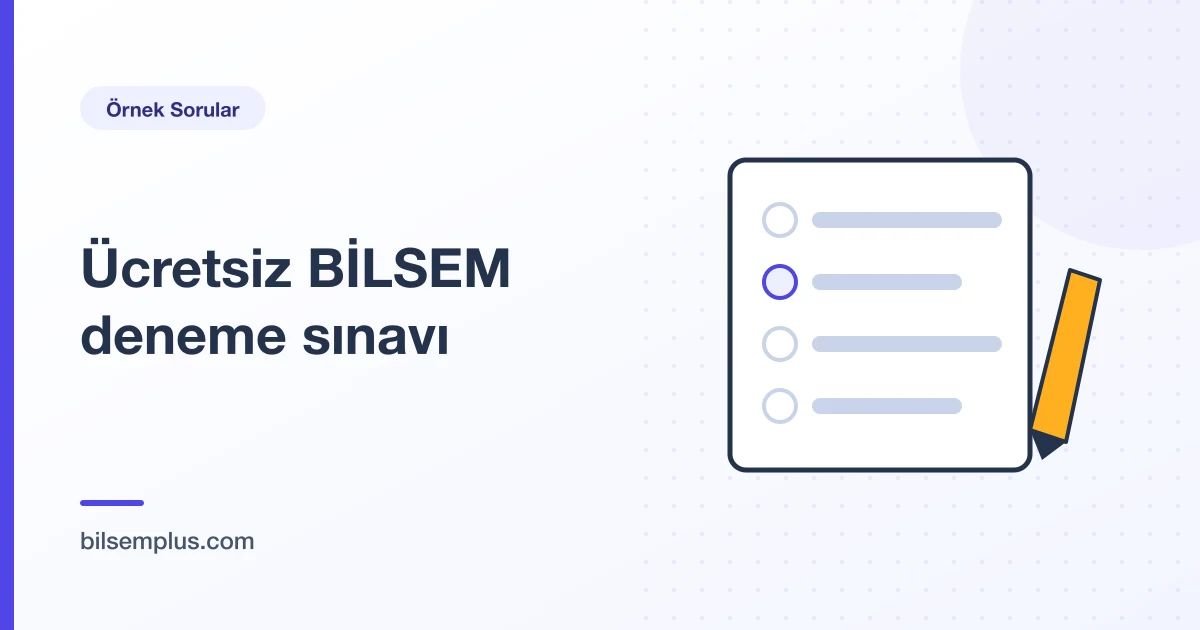 Çoktan seçmeli soru kağıdı ve kalem çizimi — ücretsiz BİLSEM deneme sınavı
