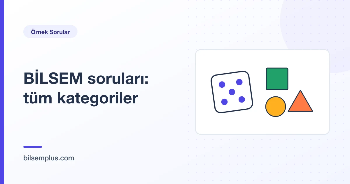 Zar ve renkli geometrik bloklardan oluşan soru kategorileri çizimi — BİLSEM soruları